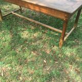 Table de ferme de cuisine en chêne et châtaignier XVIIIe avec deux tiroirs 196/87-78h