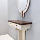 Postmodern Ivory Lacquered Walnut Wall Mirror and Console Table, Italy