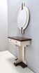 Postmodern Ivory Lacquered Walnut Wall Mirror and Console Table, Italy