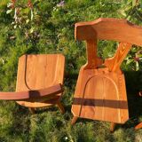 Three solid wood chairs