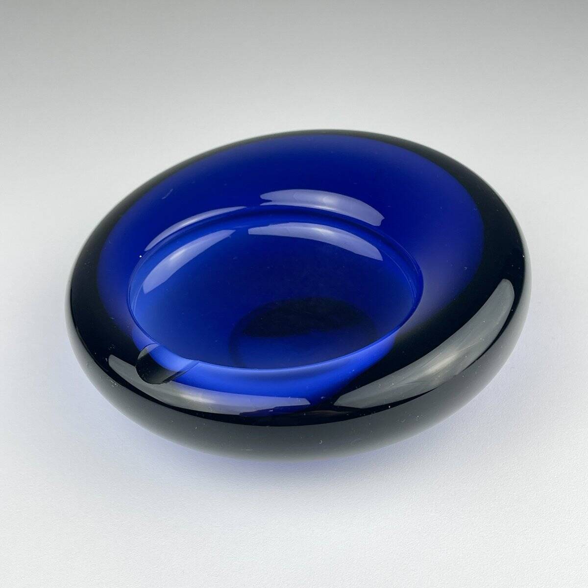 Blue glass ashtray by Per Lütken for Holmegaard, Denmark, 1962