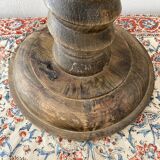 Antique pedestal table, column base, press screw, handcrafted piece.