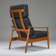 Mid-Century Modern FD 164 Armchair in Teak and Black Leather by Arne Vodder