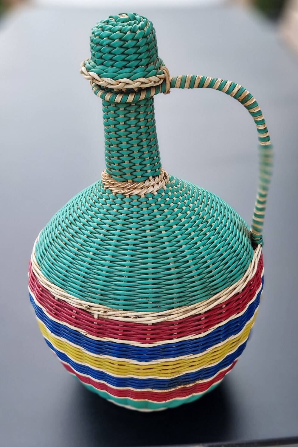 Large braided scoubidou bottle 1960