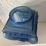 Art Deco vase in blue frosted glass 19 cm