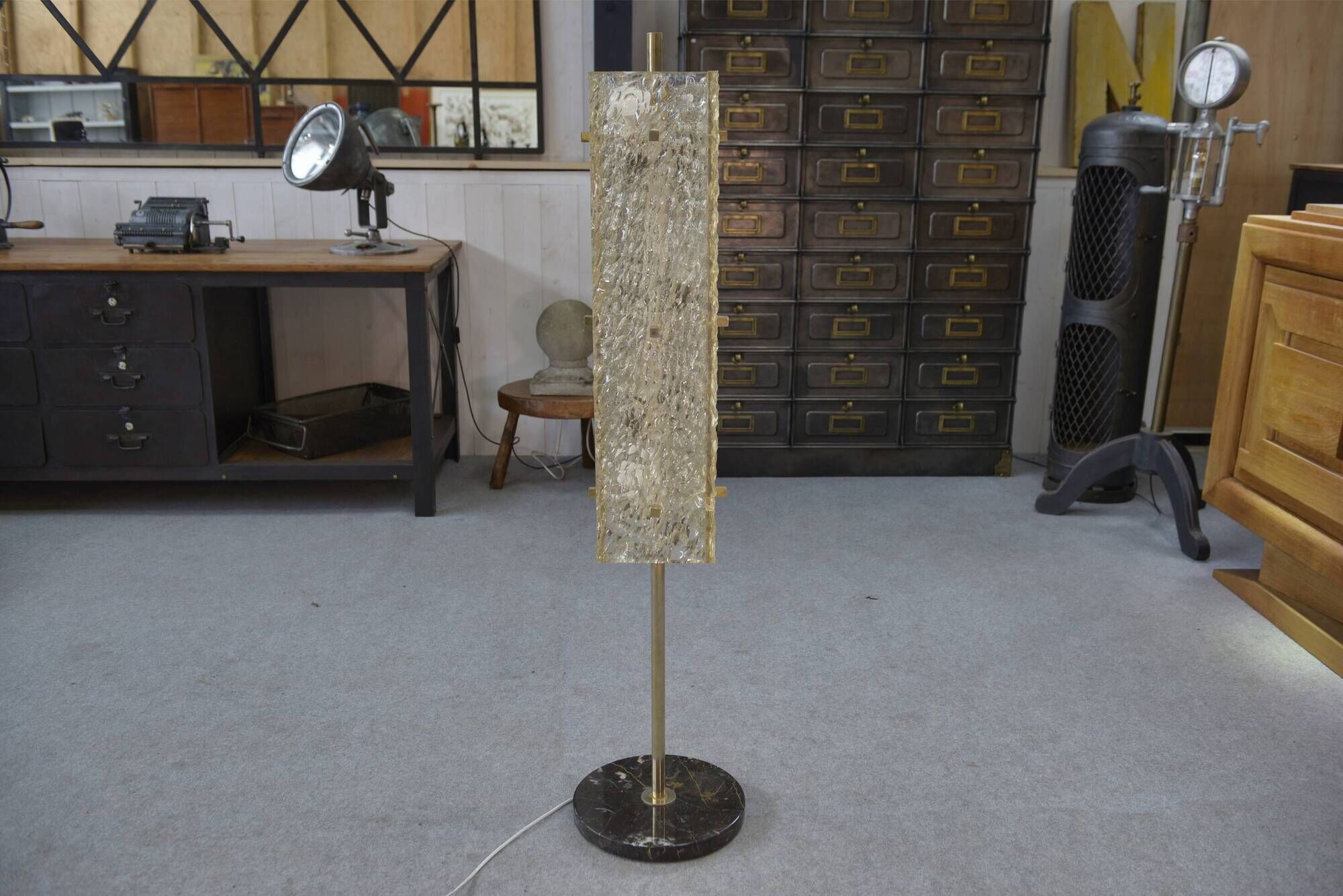 Floor lamp by Pierre Disderot for Dallux, resin and marble, 1960s.