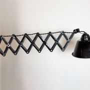 Industrial Black Enamel Scissor Wall Lamp, 1930s