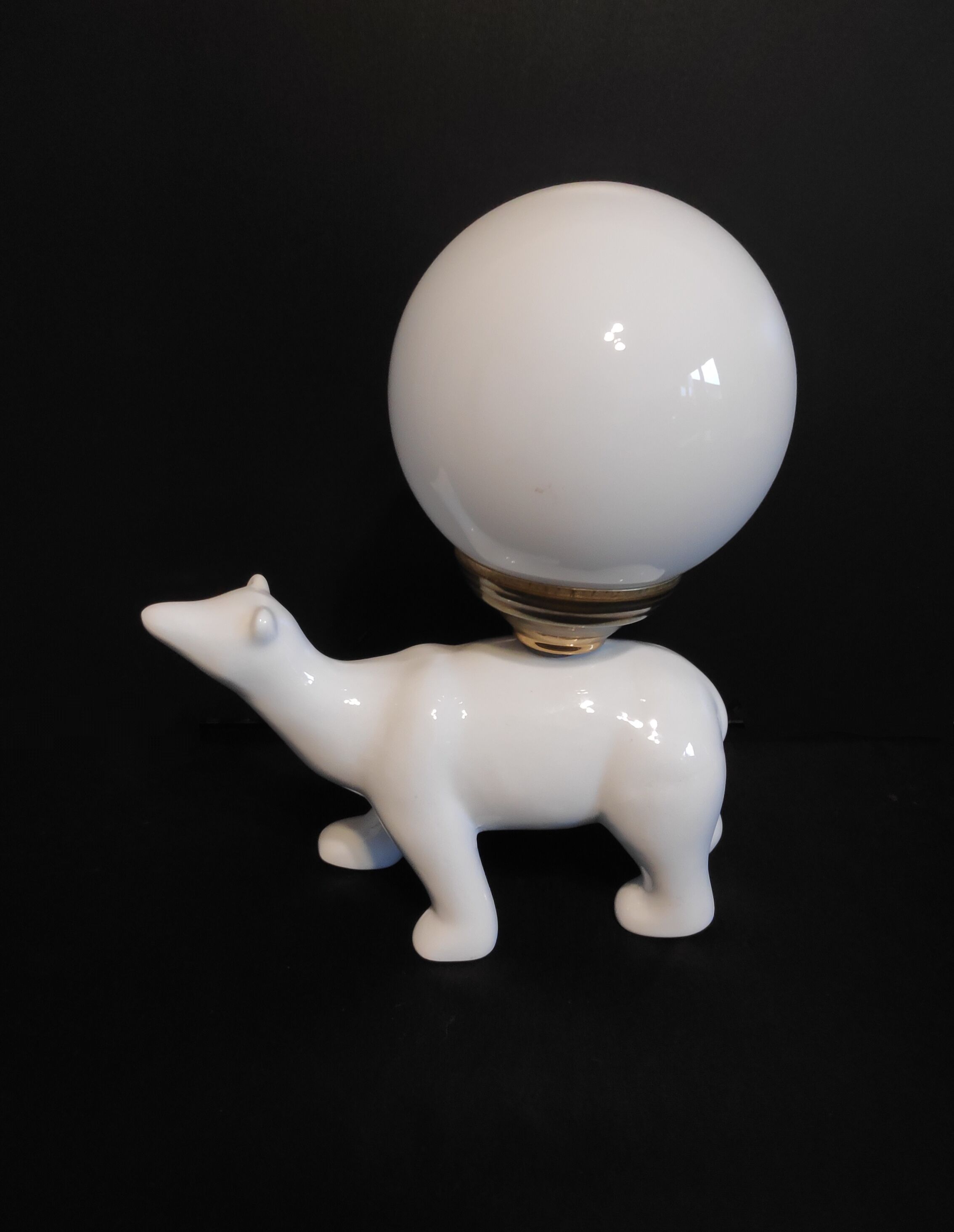 White ceramic bear lamp