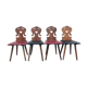 Lot de 4 chaises alsacienne bois et skaï bois sculpté art populaire, cuisine,salon, chalet
