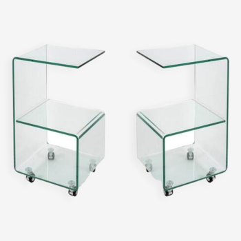 Paire de tables en verre