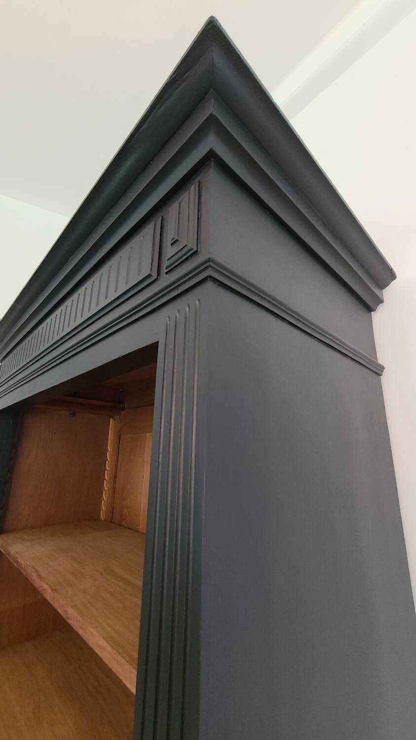 Old black oak bookcase drawer storage unit dresser shelf cabinet of curiosities