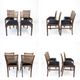 Lot de 4 chaises vintage en bois, cannage viennois et assise noire