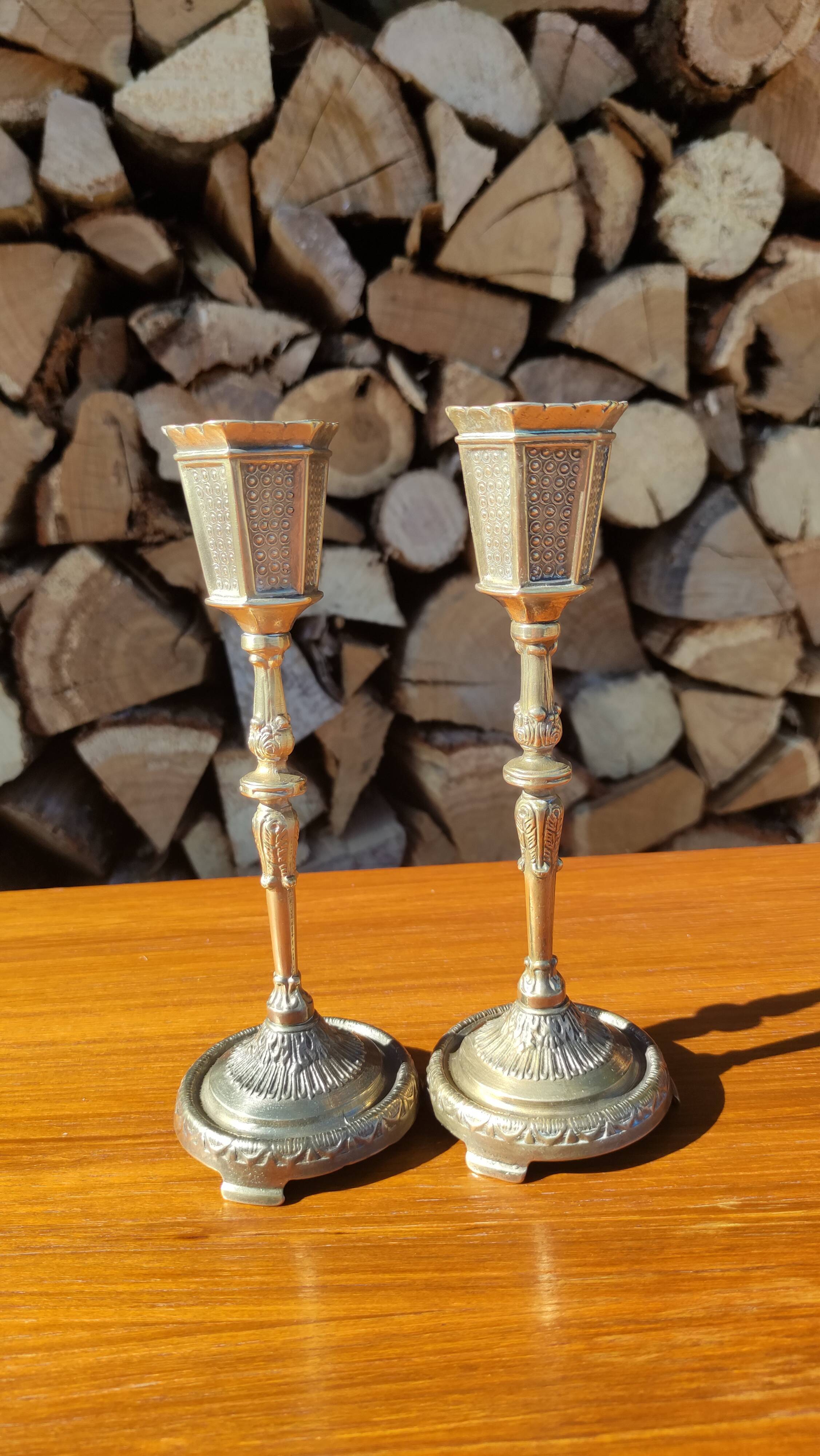 Vintage gilded brass candlesticks
