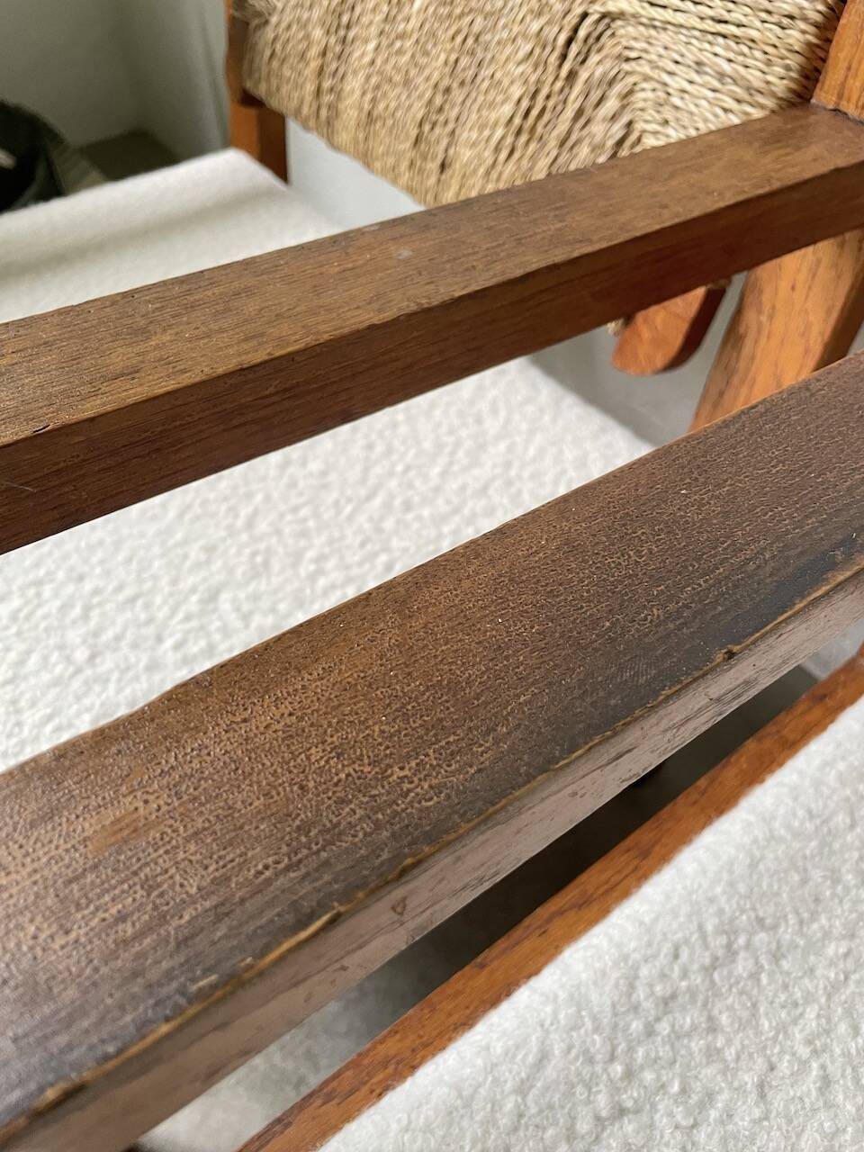 Pair of oak and straw armchairs, reconstruction style