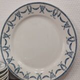 Set of 7 iron earth flat plates u&c sarreguemines and digoin