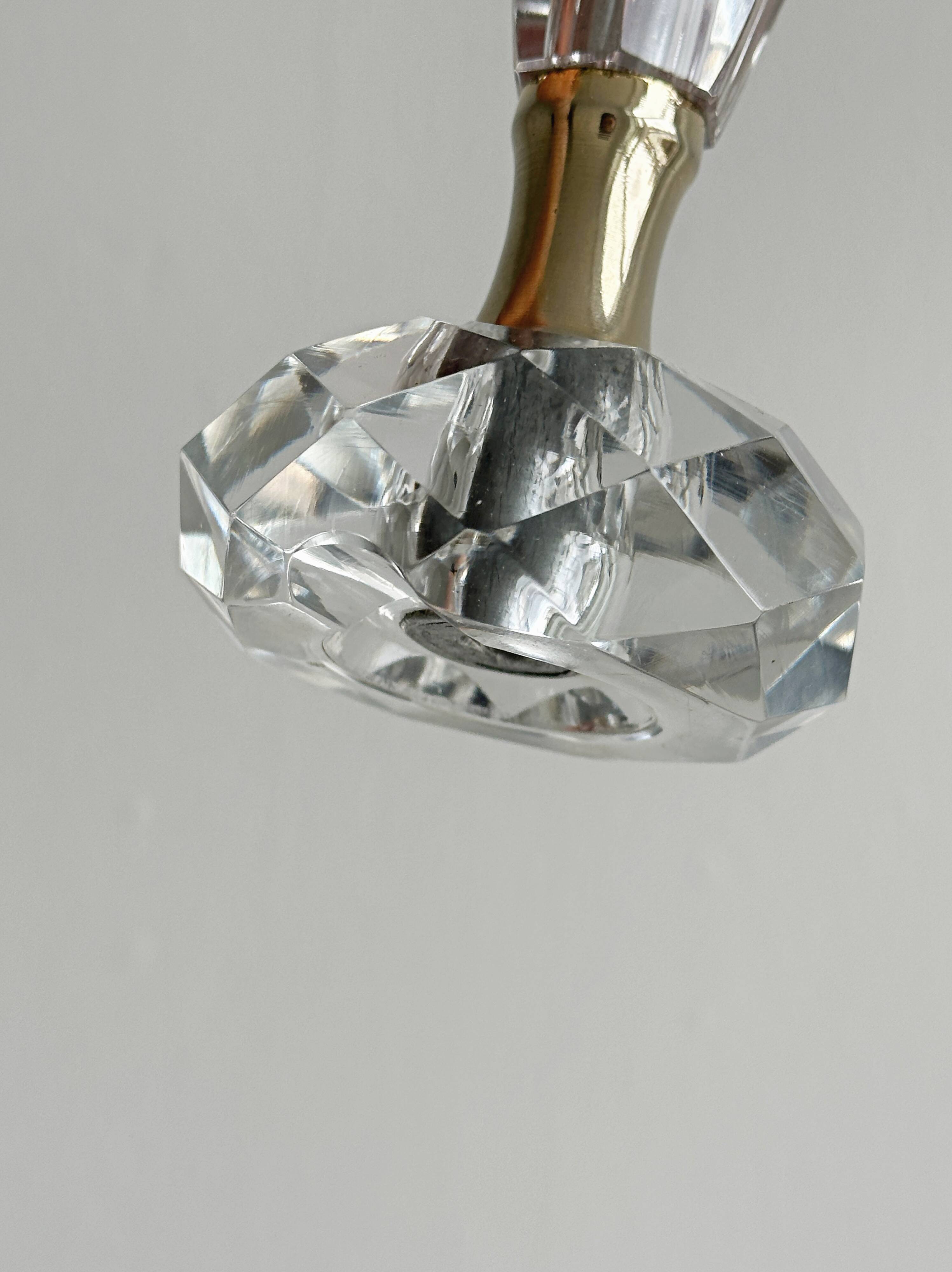 Vintage crystal and brass candlestick