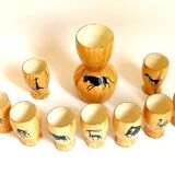 Orangeade set 9 glasses 1 pitcher Grandjean Jourdan Vallauris theme African Savannah 50s