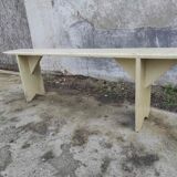 Old wooden farm bench vintage white fir industrial cloakroom