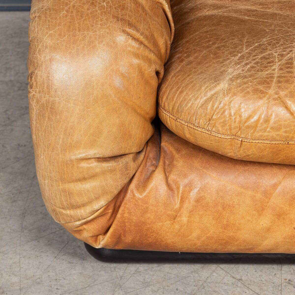 Vintage 20thc pair of italian leather lounge chairs by rossi di albizzate