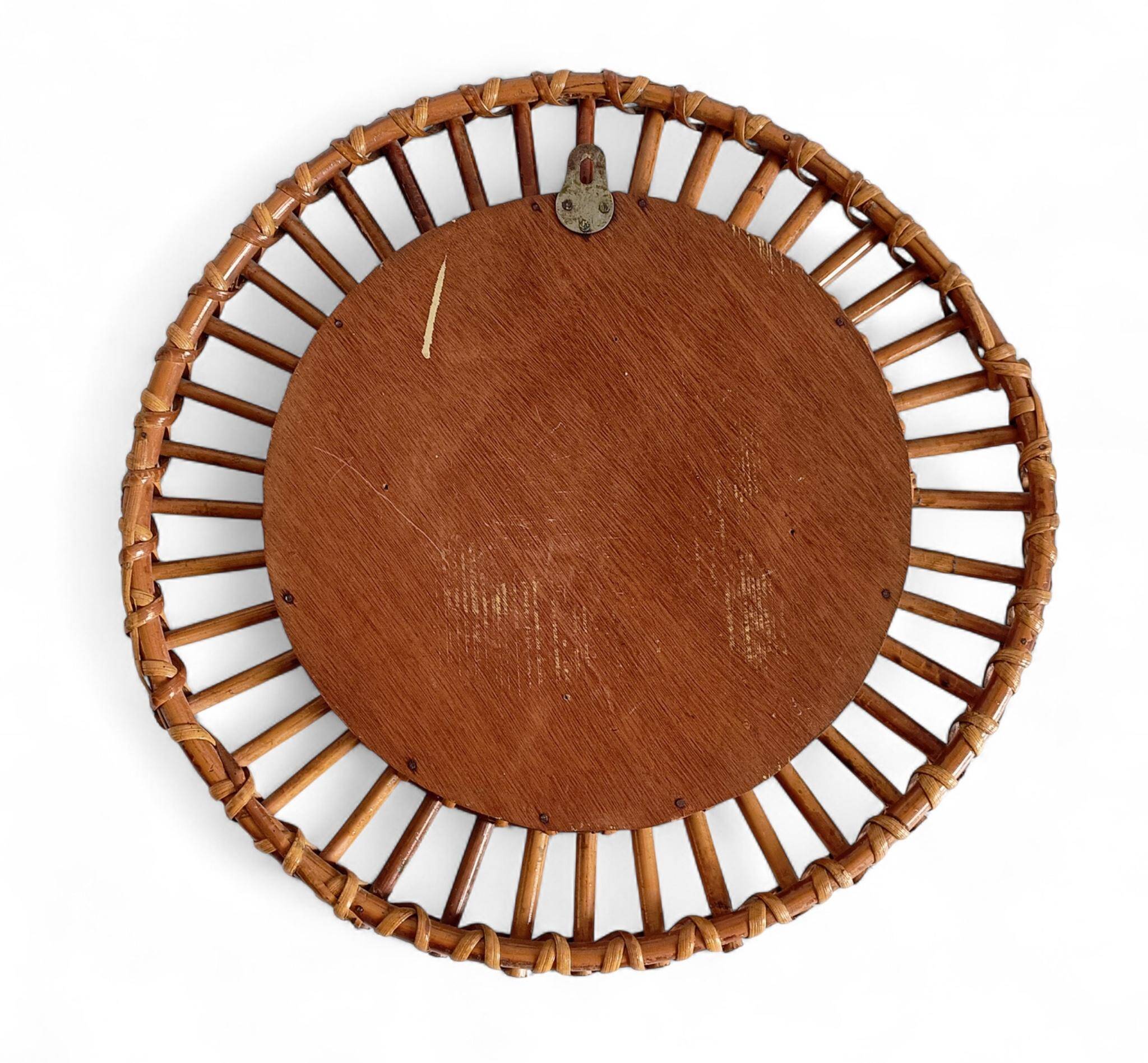 Mid-Century Bamboo Sunburst Mirror, France, Franco Albini Style, 1950s