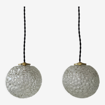 Pair of vintage round pendant lamps