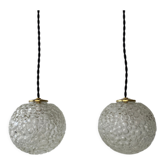 Pair of vintage round pendant lamps