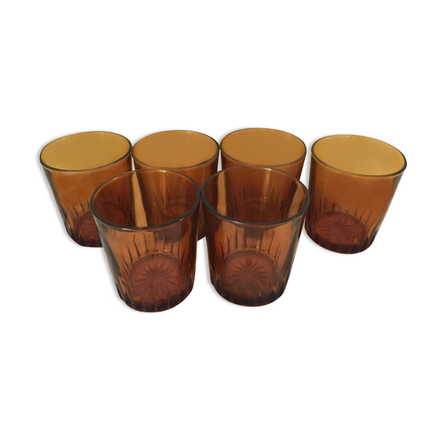 Lot de 6 verres à eau vintage ambre