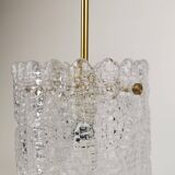 Suspended cylindrical crystal chandelier Mid-Century modern Carl Fagerlund for Orrefors, 1960s