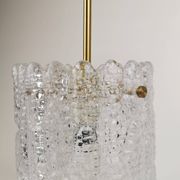 Suspended cylindrical crystal chandelier Mid-Century modern Carl Fagerlund for Orrefors, 1960s