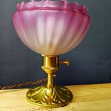 Table lamp with jagged pink lampshade