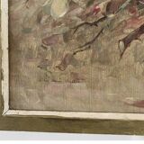 Oil painting on panel of a bouquet of roses signed by Paul Fauvelles 1943.