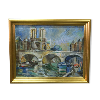 Jules Schyl (1893-1977), Peinture moderne suédoise, années 1960, huile sur toile, encadré