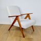 Vintage armchair B-310 VAR white structural boucle 1970s - beech-coloured wood