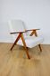 Vintage armchair B-310 VAR white structural boucle 1970s - beech-coloured wood
