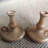 Pair of stoneware candle holders
