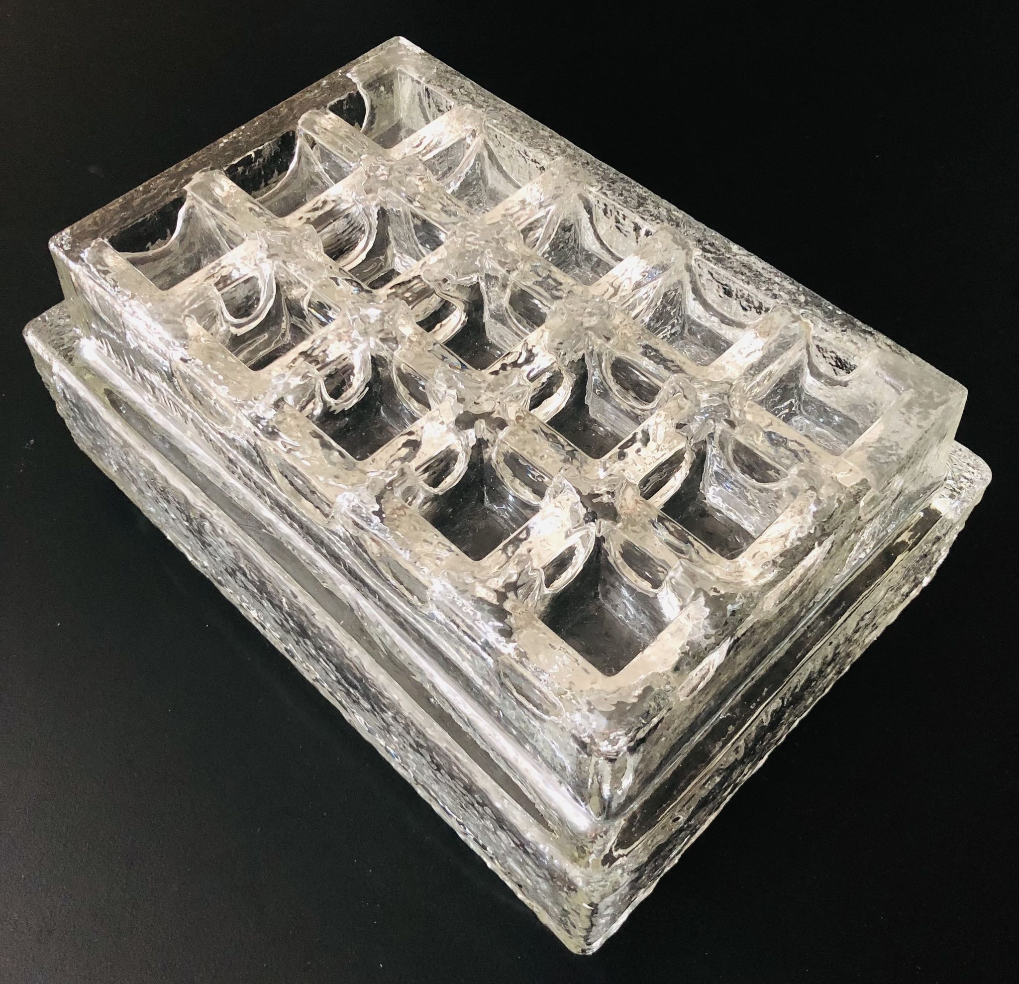 Rectangular embossed glass wall lamp from Limburg, Germany 1970