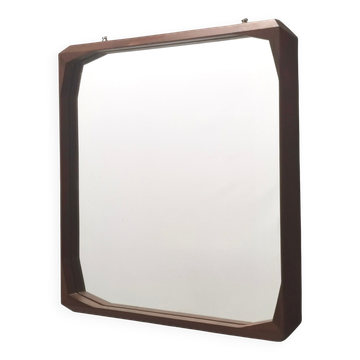 Square Wall Mirror by Dino Cavalli with Ebonized Walnut Frame, Italy