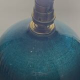 Cracked and signed ceramic ball lamp base, blue-green tones