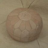 Moroccan pouf in natural leather