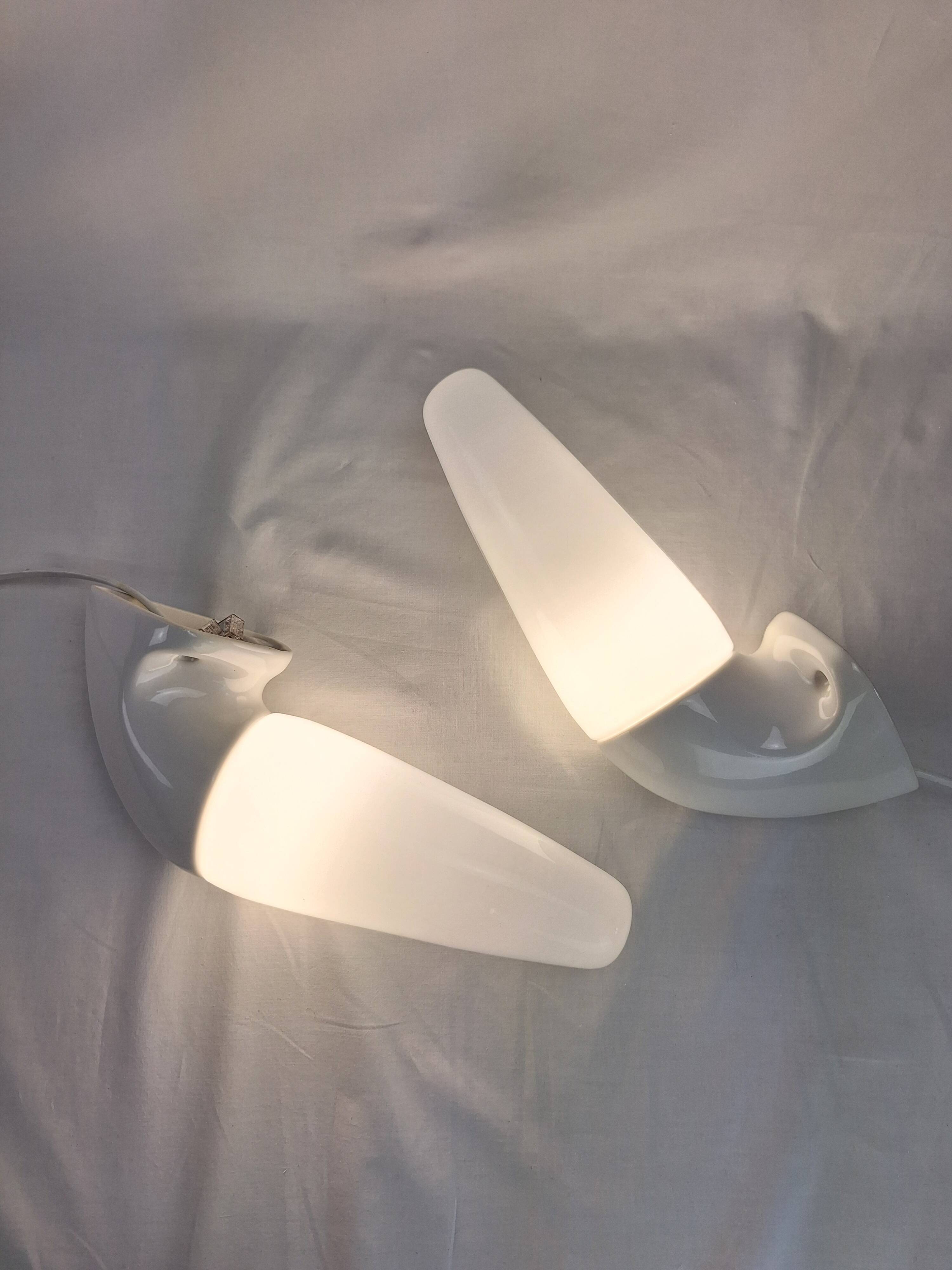 Pair of Art Deco ceramic wall lights by S.Bernadotte