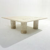 Table basse moderne en travertin du milieu du siècle