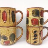 Vintage enameled ceramic mugs - Set of 4
