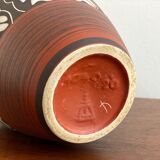 Vintage brown ceramic German vase, Mid Century West Germany pottery