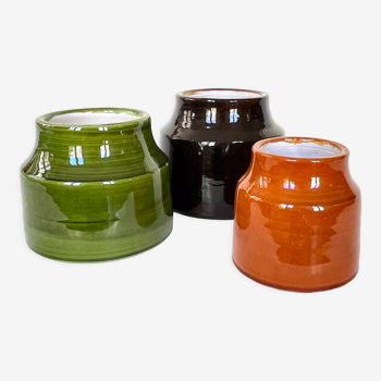 Trio of spice pots by Mado Jolain in ceramic circa 1960