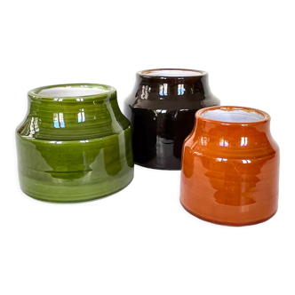 Trio of spice pots by Mado Jolain in ceramic circa 1960