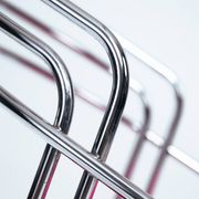 Set of Four Midcentury Italian Dining Chairs in Chrome and Pink Velvet