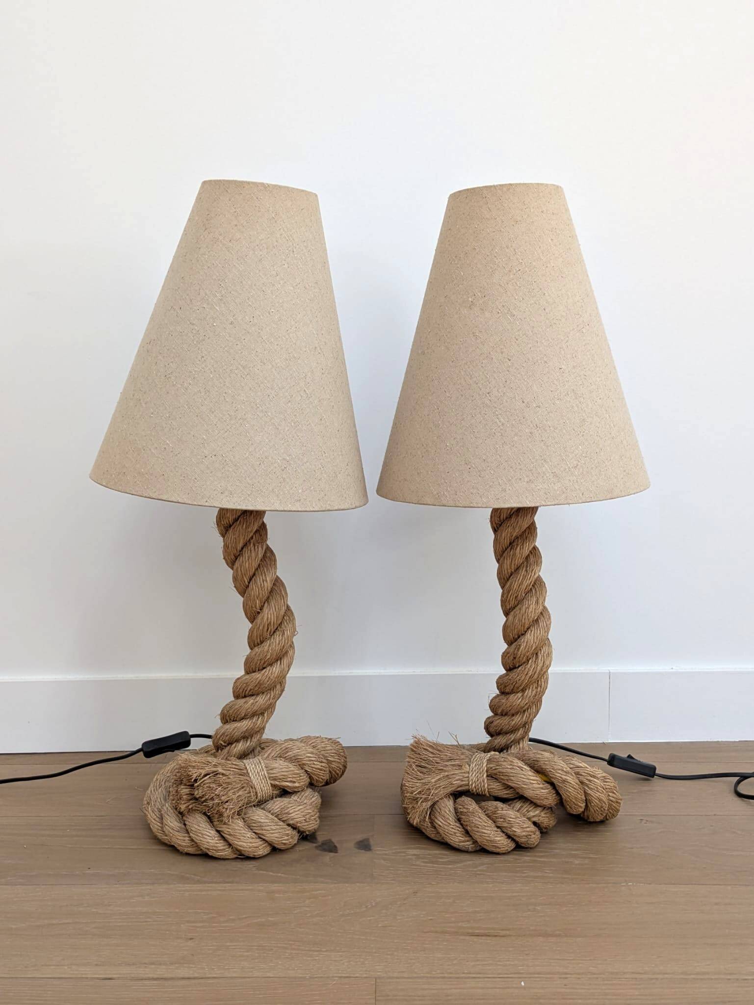 Paire lampes corde vintage