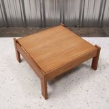 Table basse carré en pin, design vintage