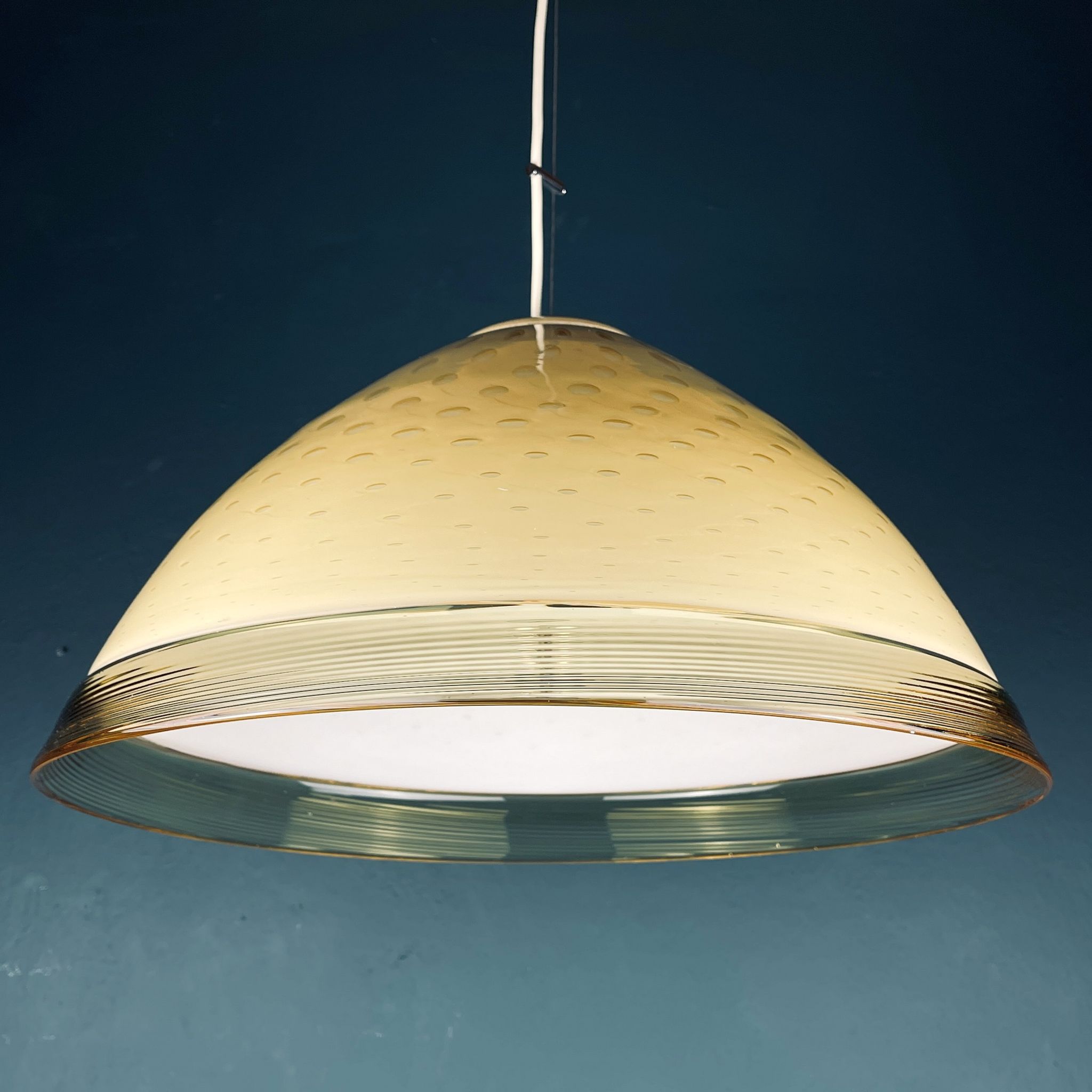 Yellow murano glass pendant lamp Vetri Murano Venezia Italy 1970s