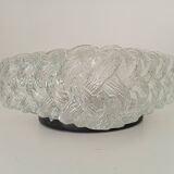 Scandinavian ceiling/wall light in structured glass from the 70s